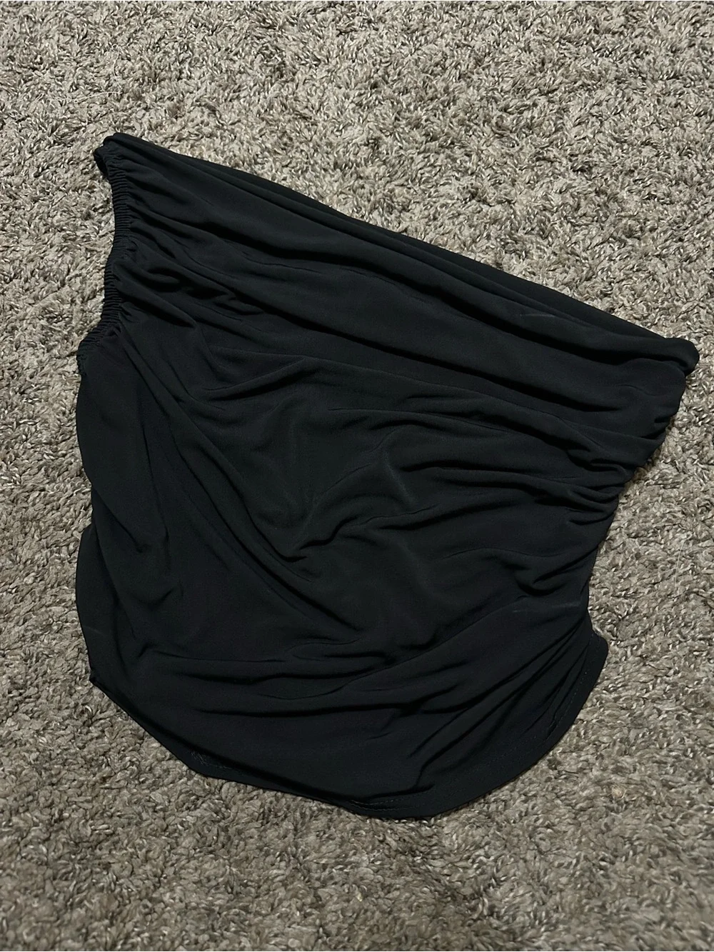 Black One-Shoulder Ruched Top